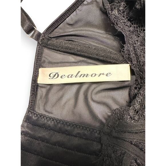 Dealmore Black Floral Lace Bustier Top Approx size Medium - Picture 4 of 10